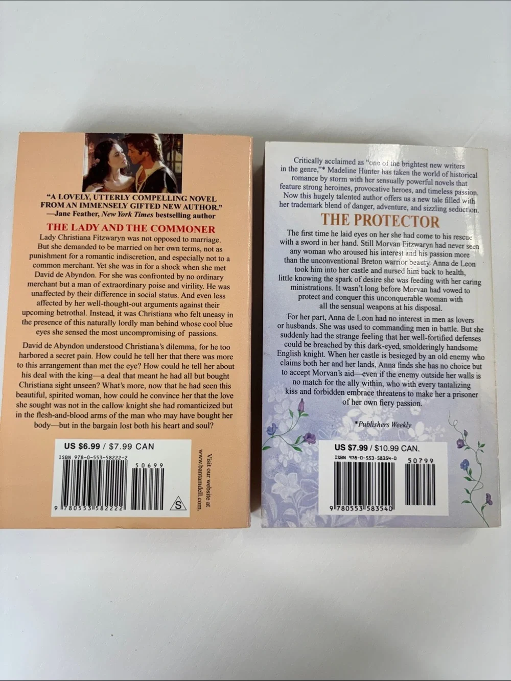 2 romance paperback books by Madeline Hunter